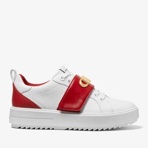 Michael Kors Emmett Two-Tone Logo Embellished Leather Sneaker - Crimson